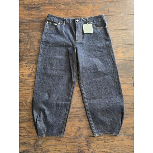 Tibi Indigo Denim Brancusi Jean Barrel Blue Women’s Size 32 / 14US NWT - Picture 1 of 16